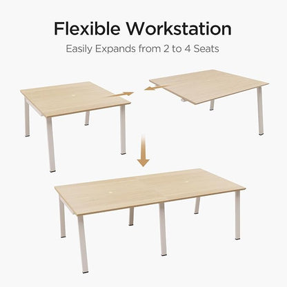 Modular Computer Office Desk, Modern Style Small Study Writing Workstation Table for Home & Business, Team Desk – 4 Person (94" x 47")