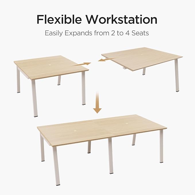 Modular Computer Office Desk, Modern Style Small Study Writing Workstation Table for Home & Business, 2 Person (47" x 47")