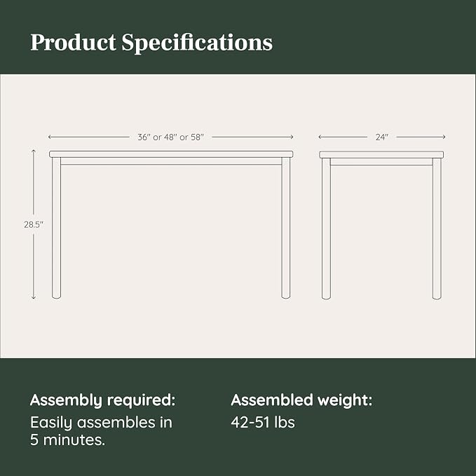 Branch Daily Desk - Functional at Home Office Desk with Effortless Assembly, Timeless Design, Rounded Corners, and Built-in Cable Notch - 58” W x 27” H x 24” D - Woodgrain - White