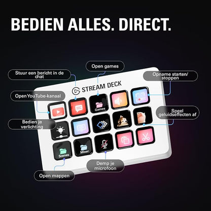 Elgato Stream Deck MK.2 White Studio Controller, 15 Keys