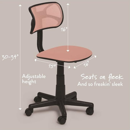 Urban Lifestyle Swivel Mesh Desk Chair, Blush 21D x 21W x 34H in