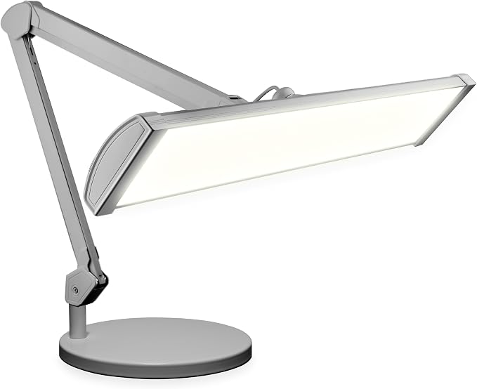 Neatfi 3,500 Lumens LED Desk Lamp – 45W Dimmable Task Light | 3 Light Modes | 540 SMD LEDs | Touch Control | Adjustable Arm | Reading, Craft, Workbench & Office (Silver-3, 26-Inch Wide Shade)
