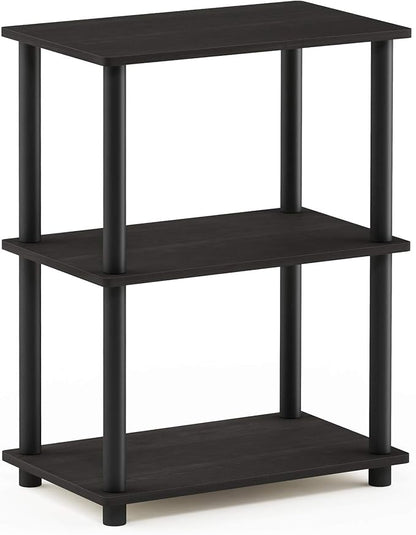 Furinno TURN-N-TUBE Storage Shelves, 3-Tier Book Shelf, Corner Shelf, Toolless Open Shelves, for Organization and Storage, Living Room, Garage, Home Office, Espresso