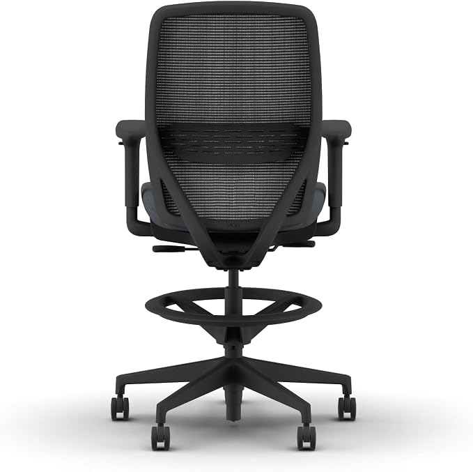HON Nucleus Task Stool, Ergonomic Office Chair, Home Office Desk Chairs, Synchro-Tilt with Seat Slider, Adjustable Footring, Height-Width Adjustable Arms, Black Mesh, Darkness Fabric, Black Frame