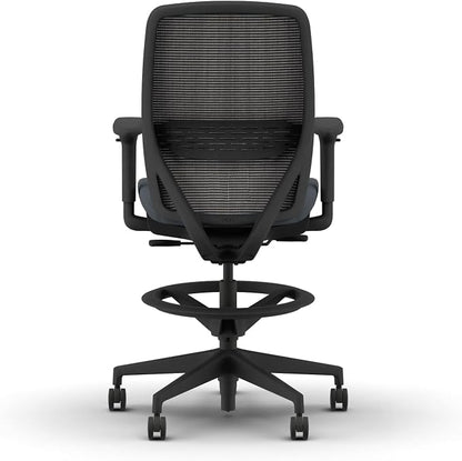 HON Nucleus Task Stool, Ergonomic Office Chair, Home Office Desk Chairs, Synchro-Tilt with Seat Slider, Adjustable Footring, Height-Width Adjustable Arms, Black Mesh, Darkness Fabric, Black Frame