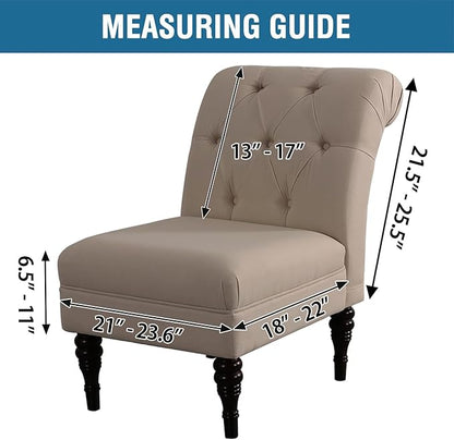 H.VERSAILTEX Armless Accent Chair Covers Thick Velvet Armless Chair Slipcovers High Stretch Chair Covers for Living Room Hotel Machine Washable Furniture Protector with Elastic Bottom(Small, Navy)