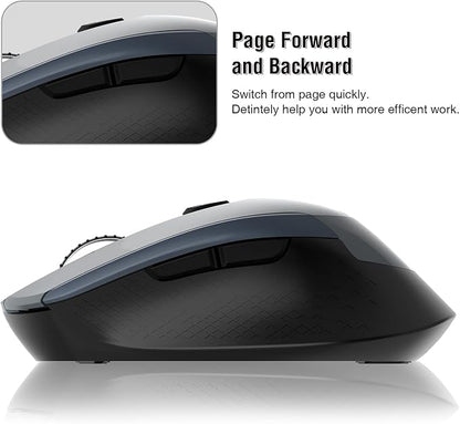 Wireless Mouse, 2.4G Silent Cordless Mouse for Laptop, Mouse with 6 Buttons and 3 Adjustable DPI for Computer, Deskbtop, MacBook, PC
