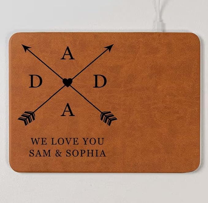 Personalized Leather Charging Mat, Papa We Love You Wireless Charging Desk Mat, Custom Dad Gift from Kids, Fathers Day Gift for Dad, Papa, Grandpa, Daddy 5