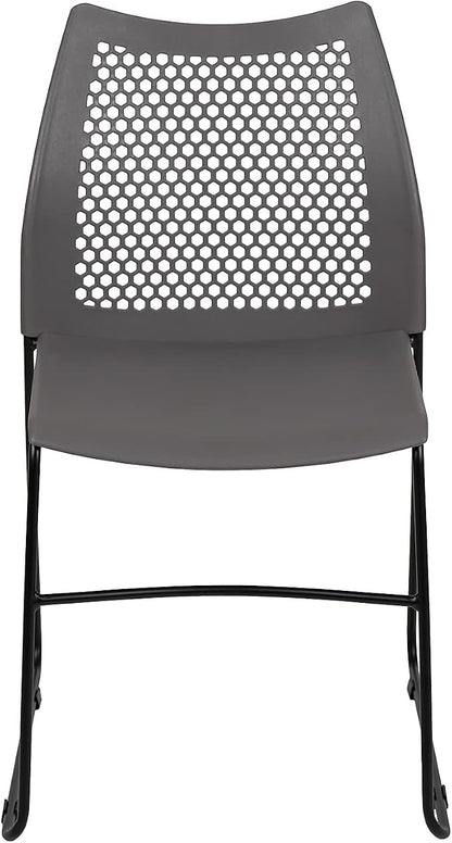 Flash Furniture Hercules Series Contoured Lobby Chairs with Air-Vent Honeycomb Backs, Ergonomic Stacking Chairs for Offices, Set of 5, Gray