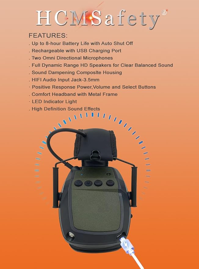 Electronic Ear Muffs - Gun Range Ear Protection, Retractable, Portable, Lightweight, Microphone Earplugs for Shooting Ear Protection
