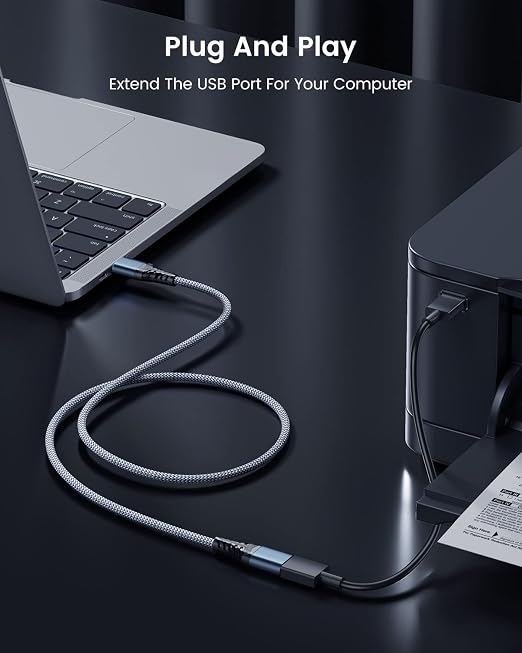 ANDTOBO 10FT USB Extension Cable, USB 3.0 Type A Male to Female Extender Cables High-Speed Data Transfer 5Gbps Compatible with Gamepad, Printer, Webcam, USB Keyboard, Flash Drive, Hard Drive