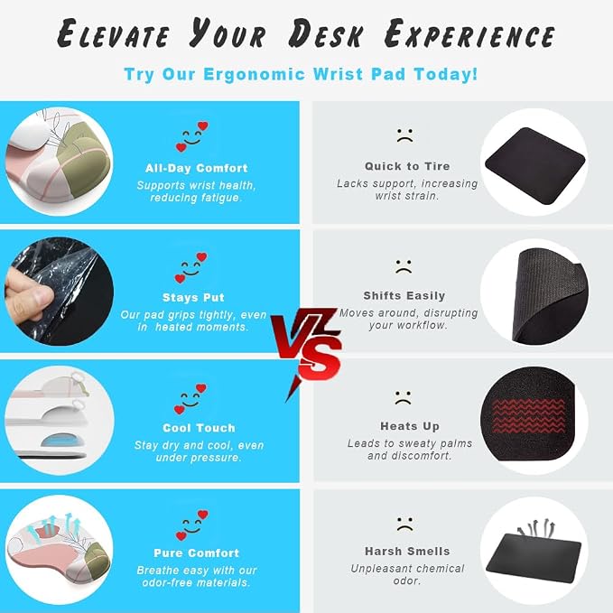Office Mousepad with Gel Wrist Support - Ergonomic Gaming Desktop Mouse Pad Wrist Rest - Design Gamepad Mat Rubber Base for Laptop Computer -Silicone Non-Slip Special-Textured Surface (15MarbleB)