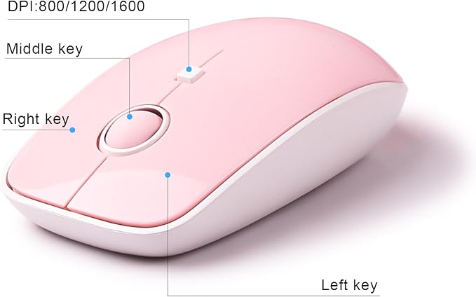 Pink Keyboard and Mouse Wireless, Keyboard for Long Nails, Typewriter Style Pink Keyboard with Round Keys, 2.4GHz Cute Bubble Full Size Keyboard and Mouse Combo with Number Pad for PC Laptop Desktop