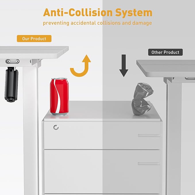 55x24 in Electric Standing Desk,Adjustable Height with Wheels,White | Spliced Desktop,27.9"–46.8" Height Range,4 Memory Presets,Lockable Wheels,Headphone Hook,Sit Stand Desk,Home Office