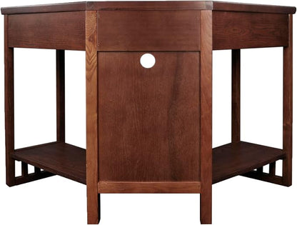 Leick Home 82430 Mission Corner Desk, Writing Computer Desk with Drop Front Keyboard Drawer, for Home Office, Solid Wood, Mission Oak