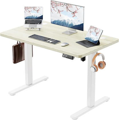 Standing Desk Electric Height Adjustable Desk 39.37 x 23.6 Inches Sit Stand up Desk, Computer Home Office Desk Memory Preset with Two-Piece Desktop (Natural, 40 * 24 Inch)