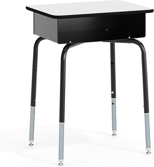 Flash Furniture Billie Student Desk - Gray Open Front Metal School Desk - 24"W x 18"D Adjustable Height, Durable Desk for School or Remote Learning, Set of 5