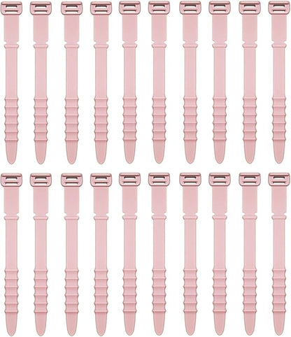 Reusable Silicone Zip Ties Cord Organizer: Silicone Cable Ties Straps for Cable Management - 20PCs 4.5” Pink Elastic Wire Cord Organizer for Home Office and Travel