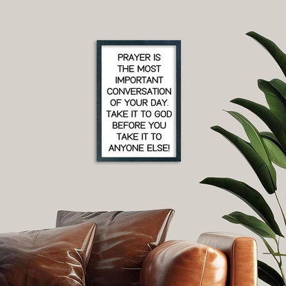 YWJKWLGS Christian Prayer Wall Art, 11x16 Framed, Inspirational Quote for Bedroom