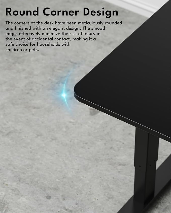 Standing Desk, Height Adjustable Electric Stand up Desk, 55 x 24 Inches Sit Stand Home Office Desk with Splice Board, Black Frame/Black Top
