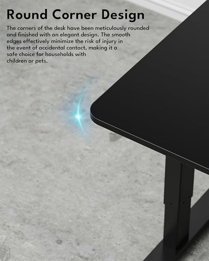 Standing Desk, Height Adjustable Electric Stand up Desk, 31.5 x 24 Inches Sit Stand Home Office Desk with Splice Board, Black Frame/Black Top