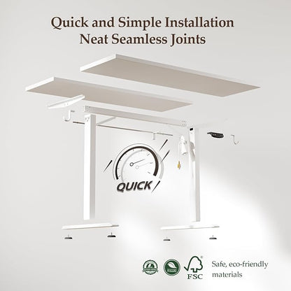 Klicelor 40 Inch Electric Standing Desk, Height Adjustable Office Desk, Sit Stand Up Computer Desk with Memory Preset, Two-Piece Desktop, White