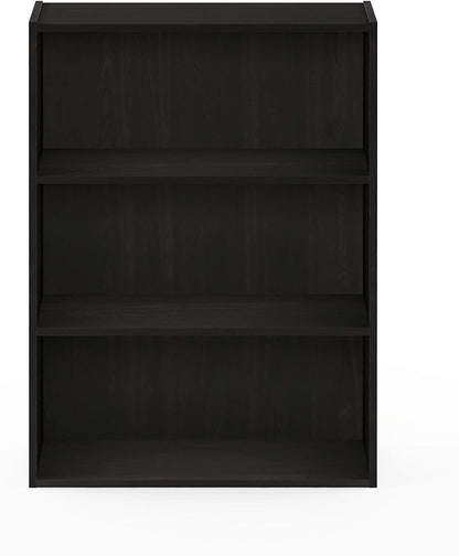 Furinno PASIR Book Shelf, 3-Tier Bookshelf, Storage Shelves Bookcase, 9.7 x 23.7 x 31.5, for Living Room, Bedroom, Home Office, Dark Espresso