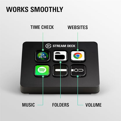 Elgato Stream Deck Mini, 6 Customizable LCD Macro Keys | Compatible with Zoom, Teams, Office, Adobe apps and more, Drag-and-drop setup, Multi-action sequencing, Works Mac and PC
