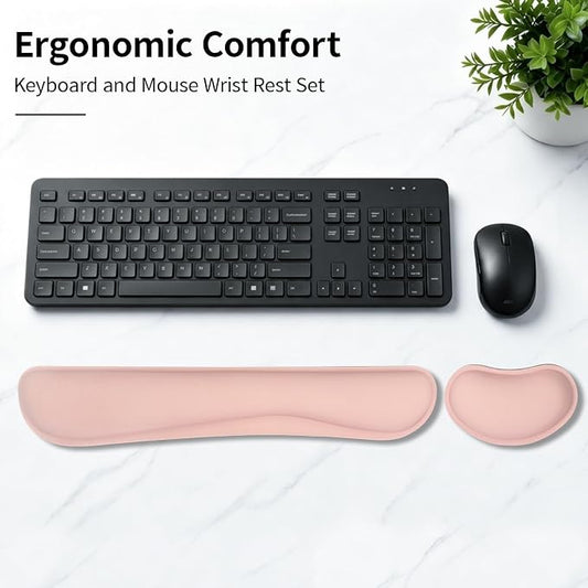 Bloss 2 Pink Wrist Rest for Mouse & Keyboard, Ergonomic Wrist Support | Soft Memory Foam, Rubber Non-Slip, Wrist Rest for Mouse, Breathable, 1.2" Thick