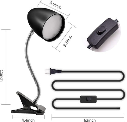 E ENERGETIC LIGHTING Clip on Light for Bed, Non-Dimmable Clip on Reading Light for Bed, 4000K Cool White, 3.5W 240 LM Desk lamp with clamp, Eye Protection, ETL Listed, Black