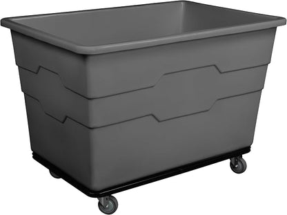 ReadySpace Commercial 20 Bushel Utility Cart with Steel Base, Poly Box Basket Truck, Laundry Cart, and Rolling Trash Bin, 51.5-Inch x 35.5-Inch x 36-Inch, 1000 Pound Weight Capacity, Gray