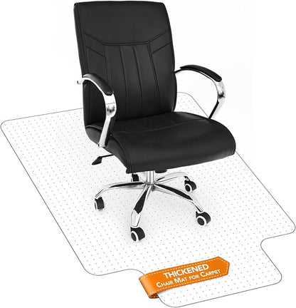 Thickened Chair Mat for Carpet- Low Pile Carpet Protector for Office Computer Desk Chair. Heavy Duty Desk Chair Mat for Carpeted Floors. Clear (with Lip, 47.5"X35.5"X0.15“)