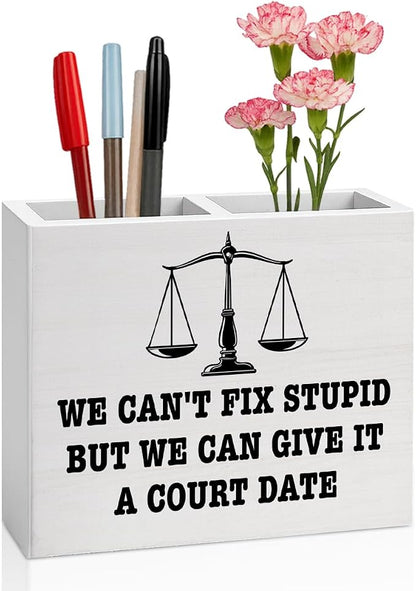 Lawyer Office Decor Lawyer Office Decoration Attorney Law Judge Gifts for Men Women Wooden Pencil Holder, Law School Students Graduation Gifts Desk Decor