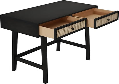 First of a Kind Mid Century Modern Home Office Desk with Drawers - Multi-Functional Writing Desk for Extra Space - Boho Office Desk, Black