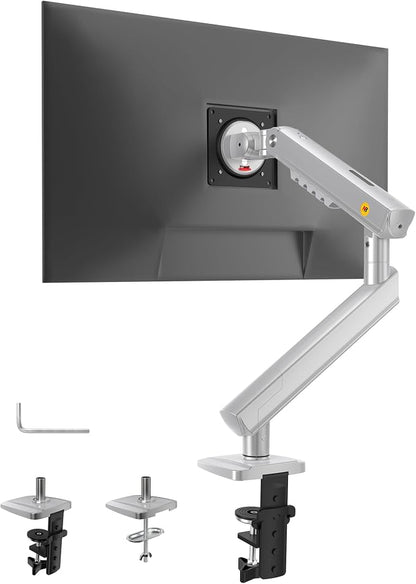 NB SmooVex™ Single Computer Monitor Mount, Monitor Stand fits up to 32 Inch, Mechanical Spring Monitor Arm, VESA 75/100 mm, Model-A5 (Silver)