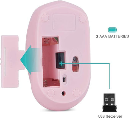 Rii Wireless Mouse,2.4G Portable Computer Mice for PC, Laptop, Windows,Office Included Wireless USB dongle (Pink)