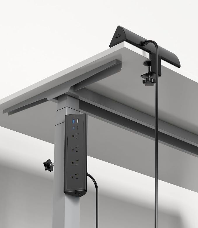 Jgstkcity Desk Clamp Power Strip,20W Fast Charging Station,Surge Protector Nightstand Edge Mount,1875W Extension Cord with Multiple Outlets,2 USB-C,2 USB-A,for Home Office (Black, 10 FT) (Pack of 2)