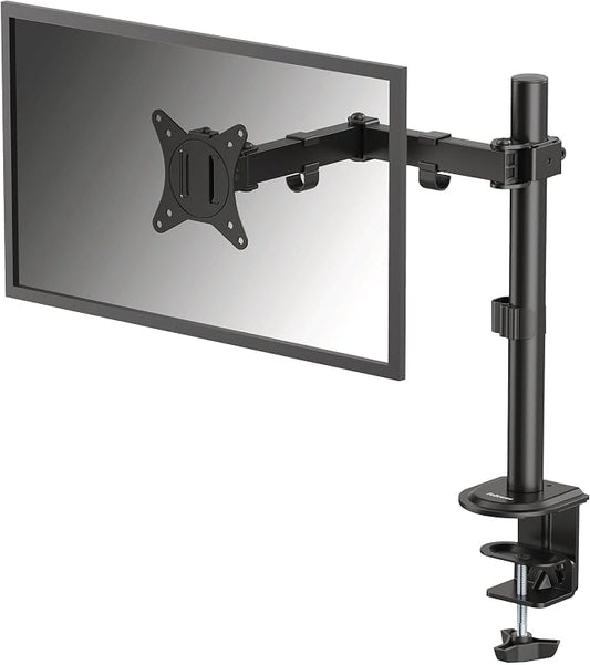 Fellowes Everyday Adjustable Single Monitor Arm – Supports Screens up to 32" Weighing 19.84 lbs, Tilt, Swivel, Rotate, VESA 75/100, Clamp or Grommet Mount, Cable Management