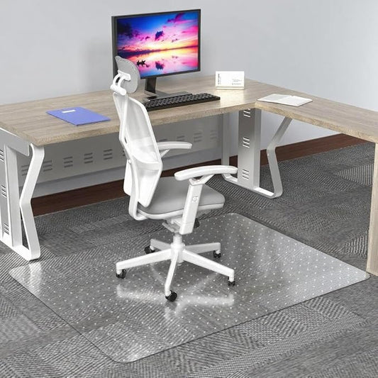 Office Chair Mat, 45" x 53" Clear Carpet Chair Mats for Low Pile Carpeted Floors Home Office, Studded Floor Mat for Office Chair on Carpet