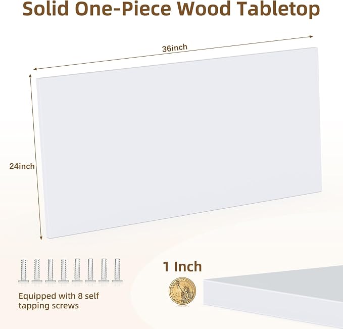 Universal Solid One-Piece Wood Table Top, 36"x24"x1" Workbench Top - Rectangular Particle Board for Standing Desk, Home Office Desk Countertop DlY, Washer Dryer, Coffee, Bar Tabletop