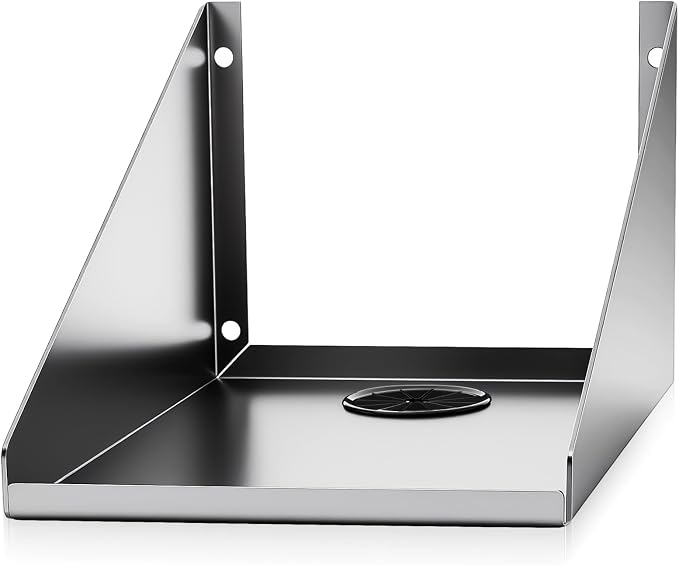 Hicarer Wall Mounted Pos Printer Shelf 7" x 10" x 5.5" Stainless Steel Receipt Ticket Printer Stand for Restaurant Cafe Retail Pos System, with Wire Take-up Hole