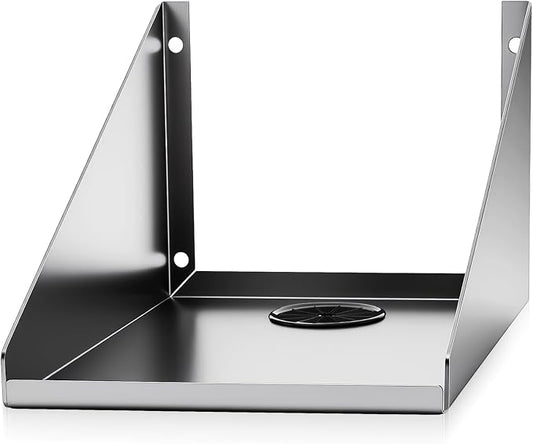 Hicarer Wall Mounted Pos Printer Shelf 7" x 10" x 5.5" Stainless Steel Receipt Ticket Printer Stand for Restaurant Cafe Retail Pos System, with Wire Take-up Hole