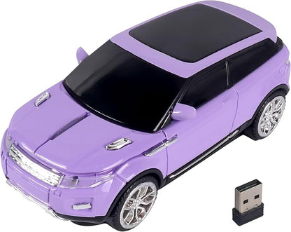 CHUYI Car Mouse Mini Small Cool SUV Car Shaped Wireless Mouse Portable 2.4GHz Optical Cordless Mice with USB Receiver 3 Buttons for Office School Travel for PC Computer Laptop Gift (Purple-1 Pack)