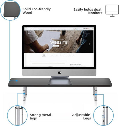 suptek Dual Monitor Stand Riser,Large Monitor Laptop Stand Riser 3 Adjustable Heights Computer Stand for Laptop, Printer, Notebook(MST016)
