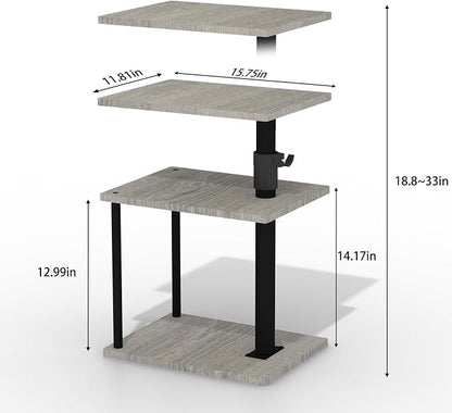 Faesun Swivel Side Table for Couch Arm, Height Adjustable C Table for Recliner or Bed, Tv Trays with Storage Shelf for Small Spaces- Small Nightstand Table for Living Room, Bedroom
