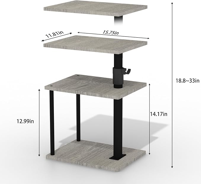 Faesun Swivel Side Table for Couch Arm, Adjustable C End Table for Recliner or Bed, Tv Trays with Storage Shelf for Small Spaces Small Nightstand Table for Living Room, Bedroom，2pc