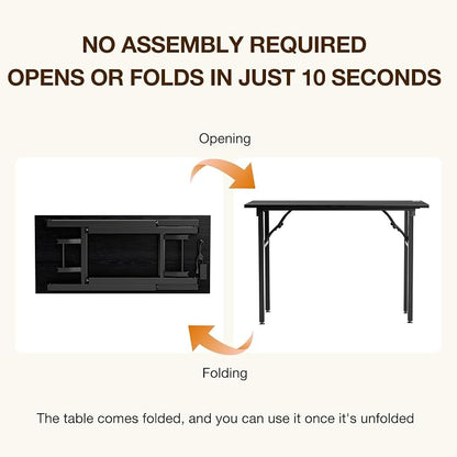 TEMI Small Computer Desk Folding Table - 43.3" Foldable Office Desk, No Assembly, Perfect for Small Spaces in Bedroom, or Apartment, Portable Mini Desk or Study Table Compact Design, Dark Oak