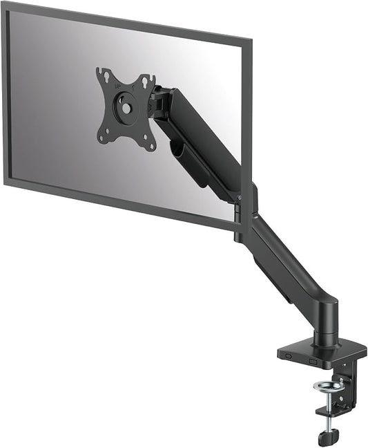 Fellowes Everyday Plus Single Gas Spring Monitor Arm Supports up to 32" Screens Weighing 4.4-19.84 lbs, Height Adjusting, Tilt, Swivel, Rotate, VESA 75/100, Clamp or Grommet Mount, Cable Management