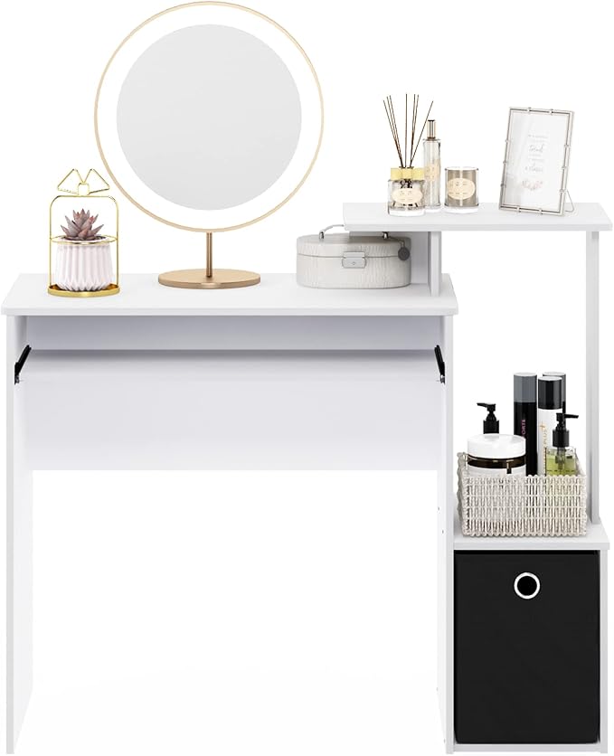 Furinno Econ Multipurpose Home Office Computer Writing Desk, White/Black