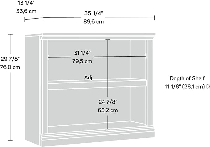 Sauder 2 Tier Book Shelf Wooden Bookcase Multipurpose Bookshelf for Home Office, Living Room, in Oiled Oak